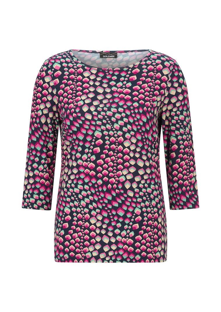 Jersey-Shirt mit U-Boot-Ausschnitt und 3/4-Arm
