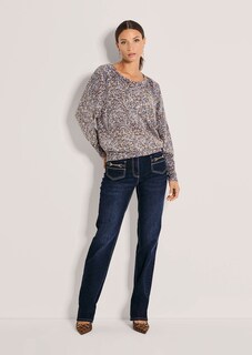 Bedruckter Kaschmirpullover mit Fledermausärmeln thumbnail 3
