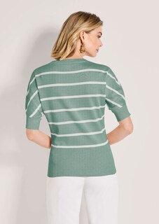 Ringelpullover mit halblangen Ärmeln und breitem Bund thumbnail 4