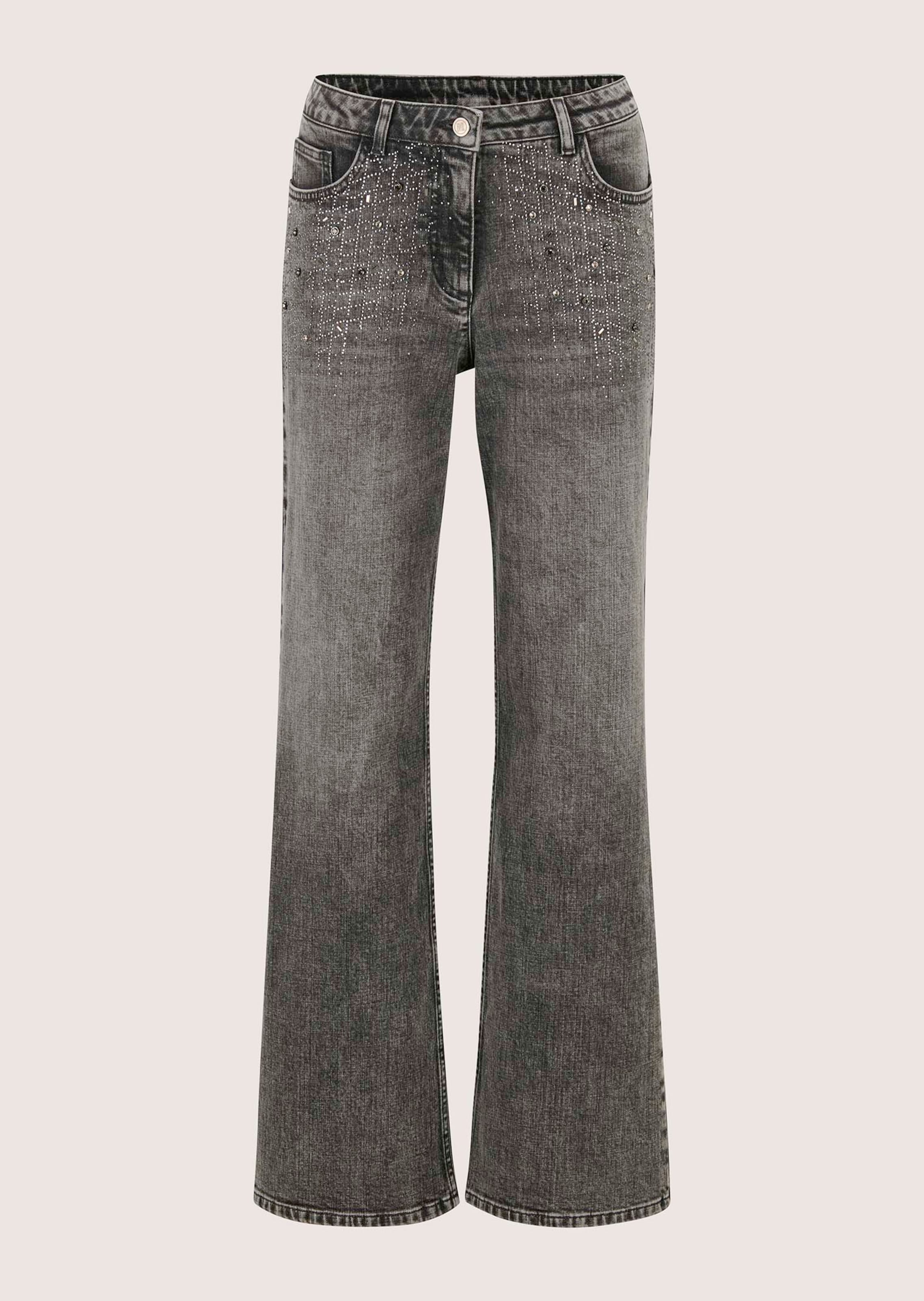 Jeans met rechte pijpen en stras elementen thumbnail 7