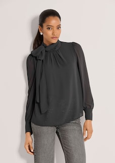 Chiffon blouse with stand-up collar and tie bow thumbnail 2