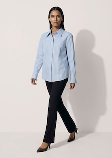 Gestreepte overhemdblouse met parelmoeren knopen thumbnail 3