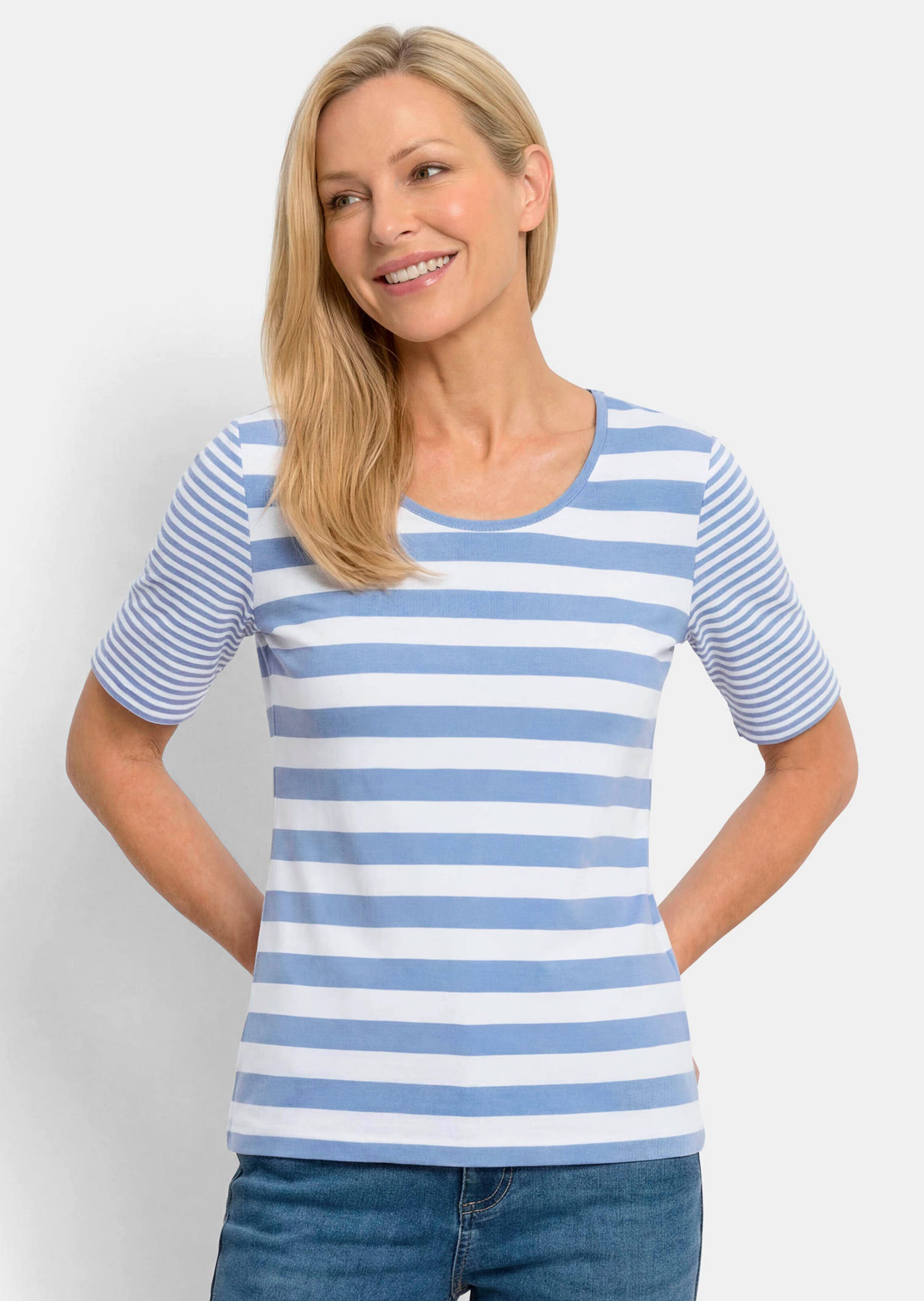 Gestreept shirt van zachte katoenmix