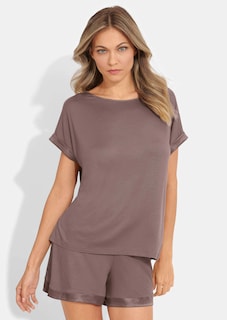 Pyjama-Shorts mit Satinblende thumbnail 1