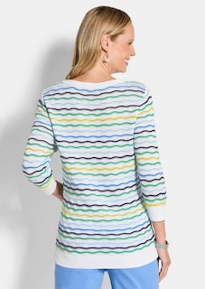 Onderhoudsarme tricot pullover met golfpatroon thumbnail 3