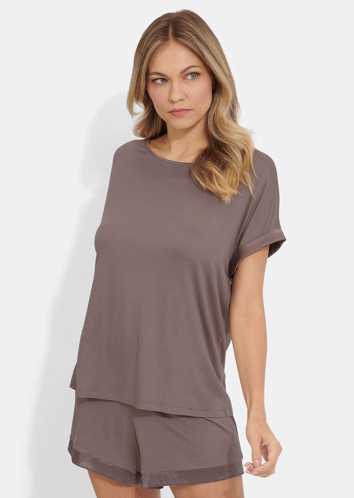 Pyjama-Shirt mit Satin-Details