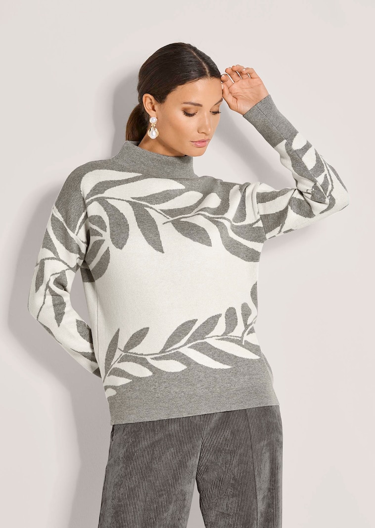 Pull jacquard à motif floral