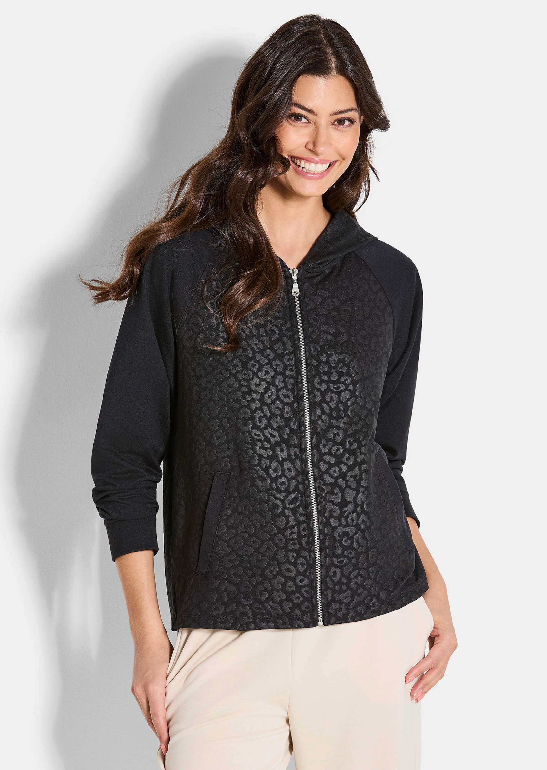 Freizeitjacke mit Leo-Prägungsdruck