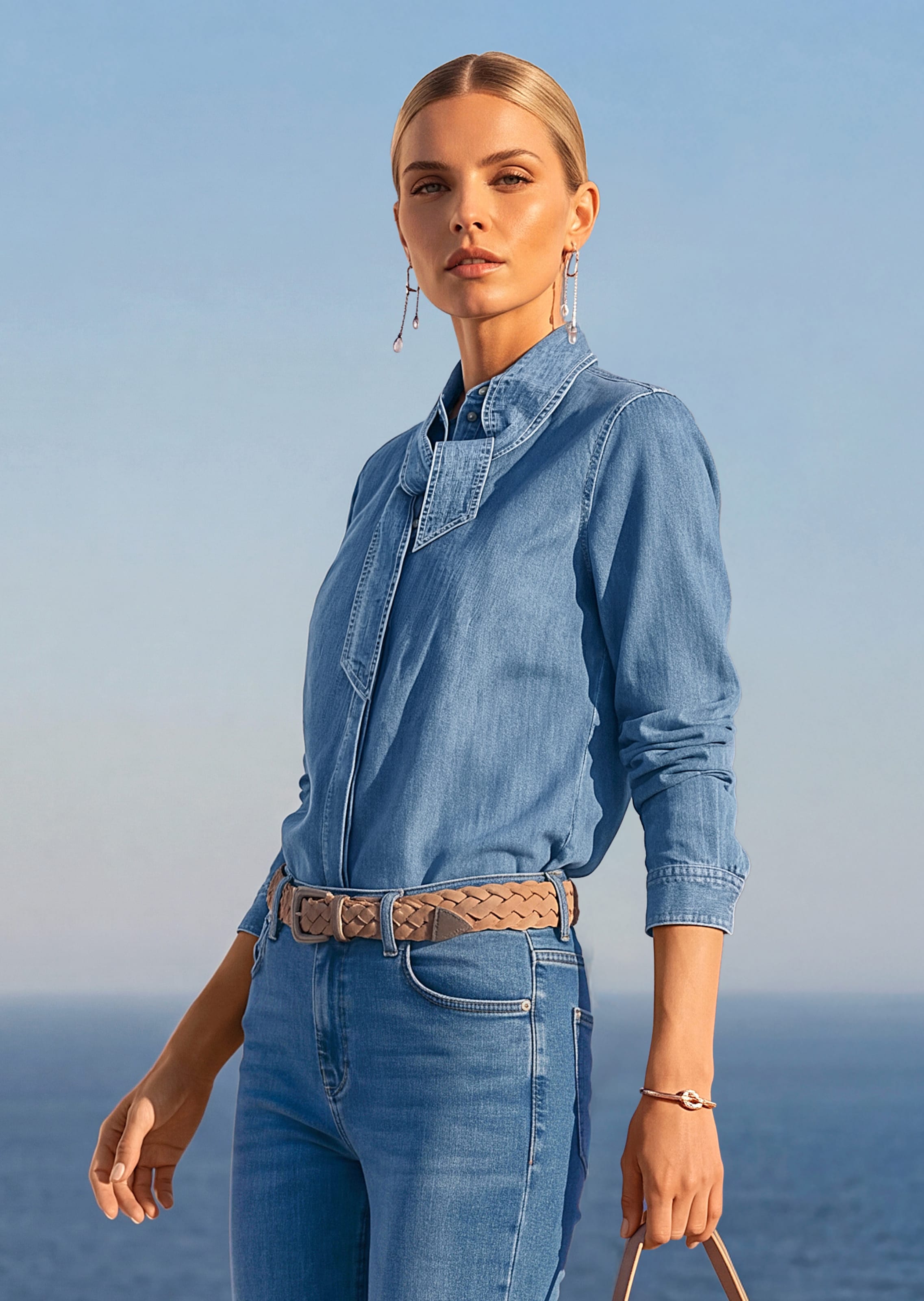 Jeansbluse mit Schluppe
