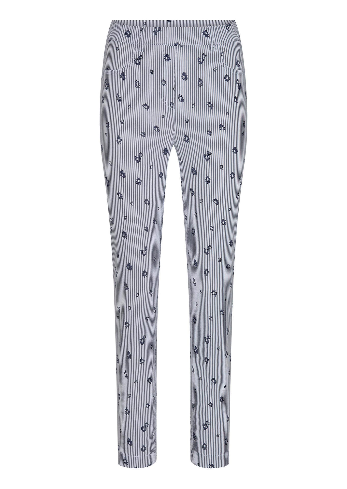 Pantalon en bengaline LOUISA avec rayures et fleurs