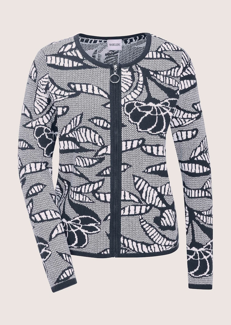Jacquard knitted blazer with zip