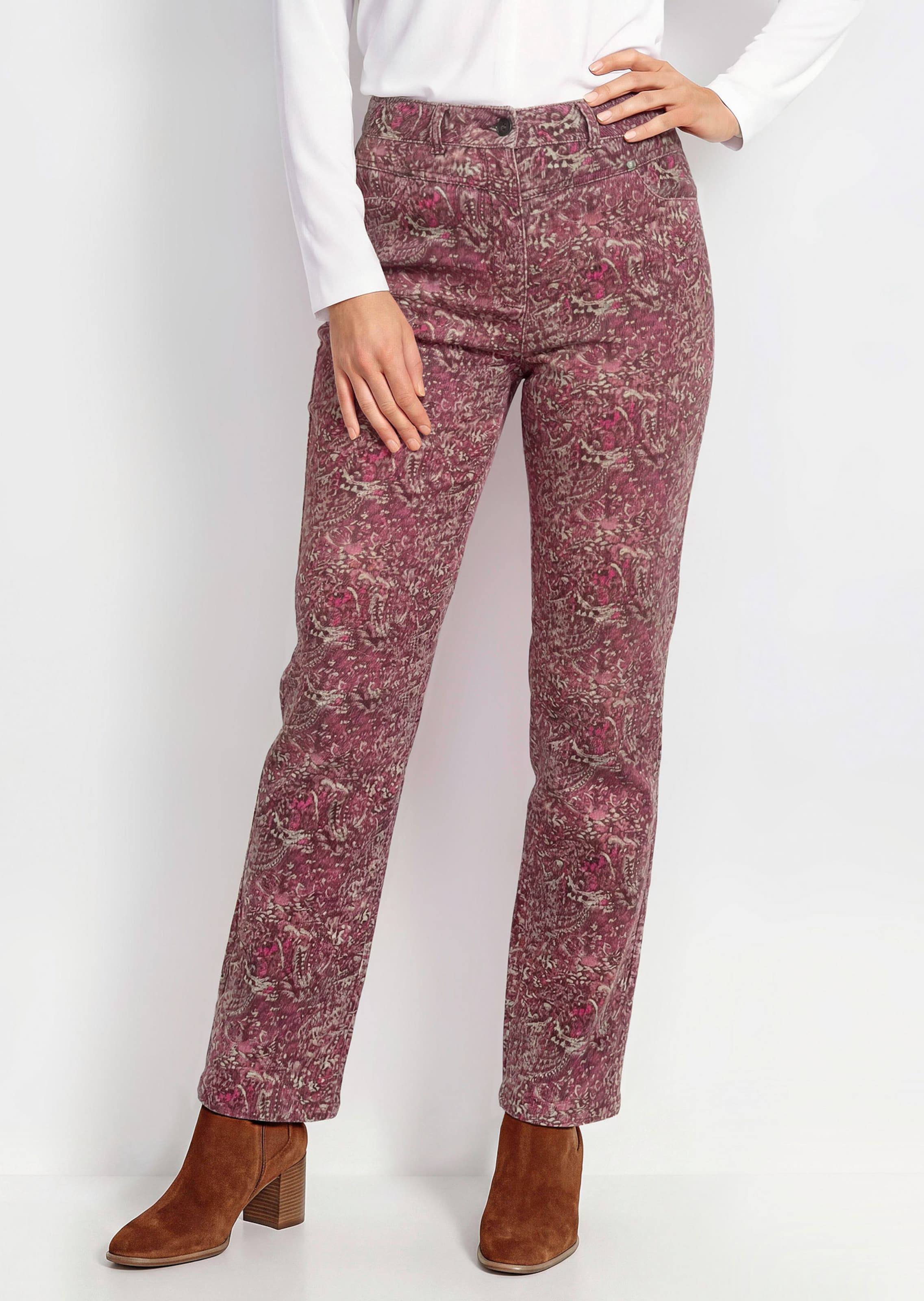 Pantalon en velours côtelé LOUISA à motif cachemire