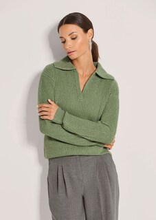 Schimmernder Pullover mit Polo-Kragen thumbnail 2