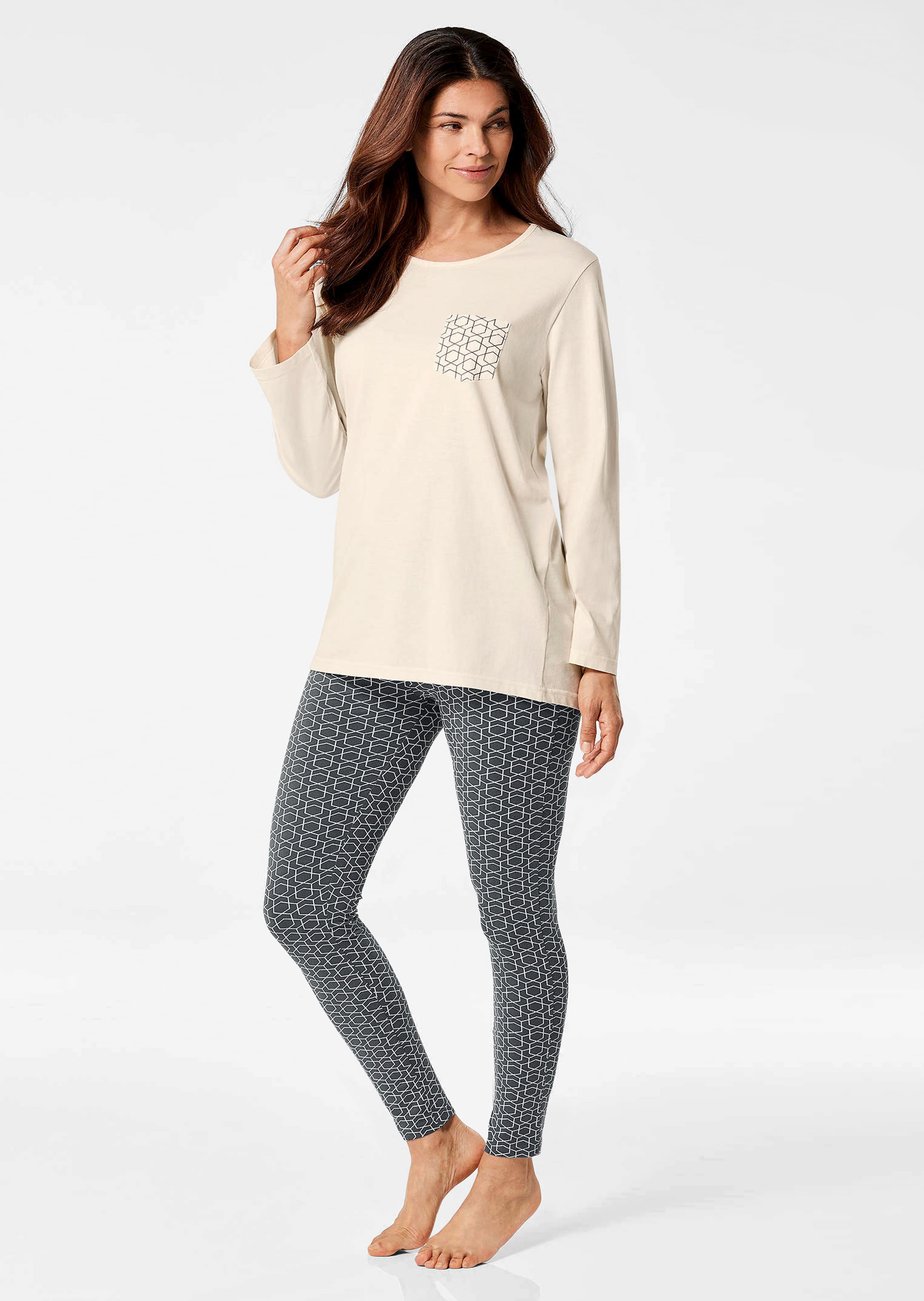 Baumwoll-Pyjama mit schmaler Hose