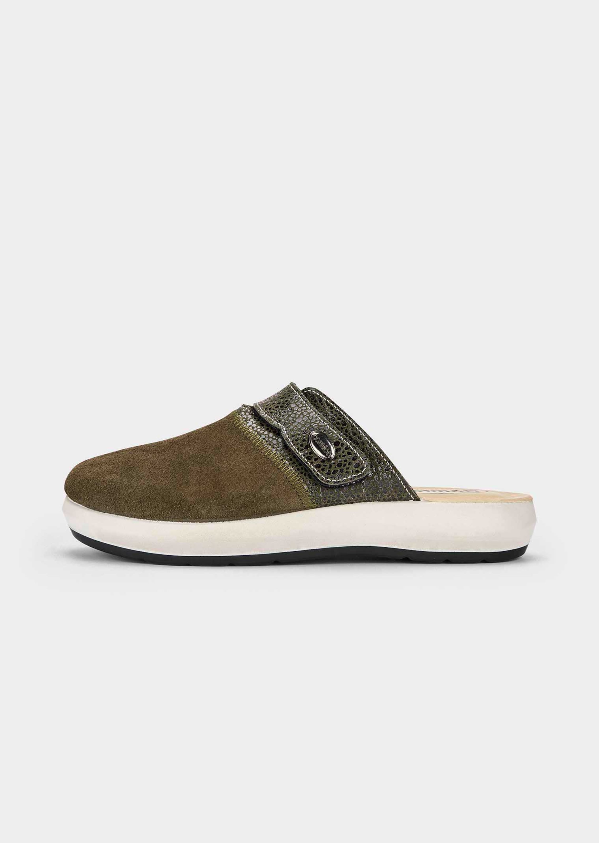 Mules en cuir velours avec fermeture velcro