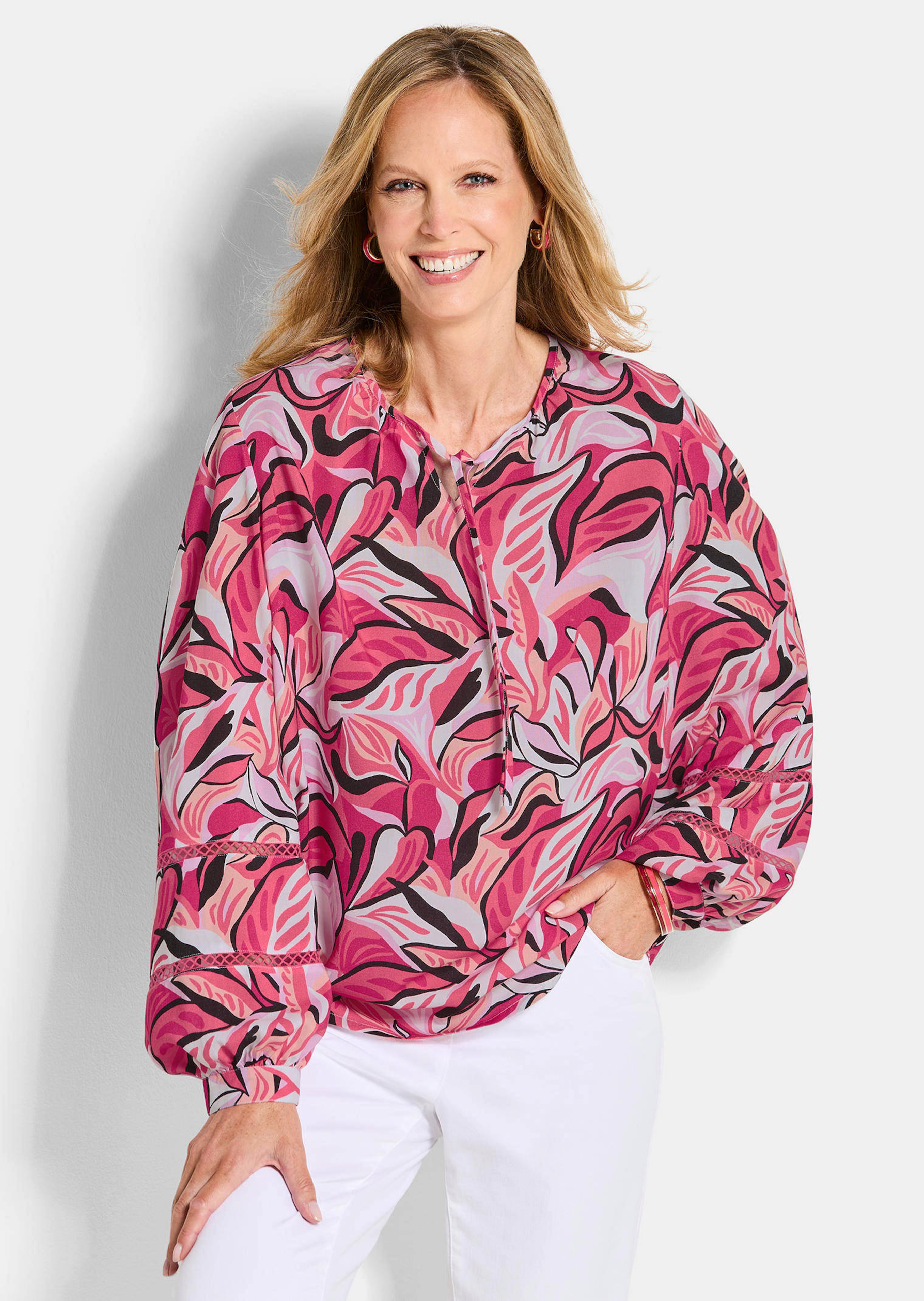 Blouse van viscose, met statementmouwen