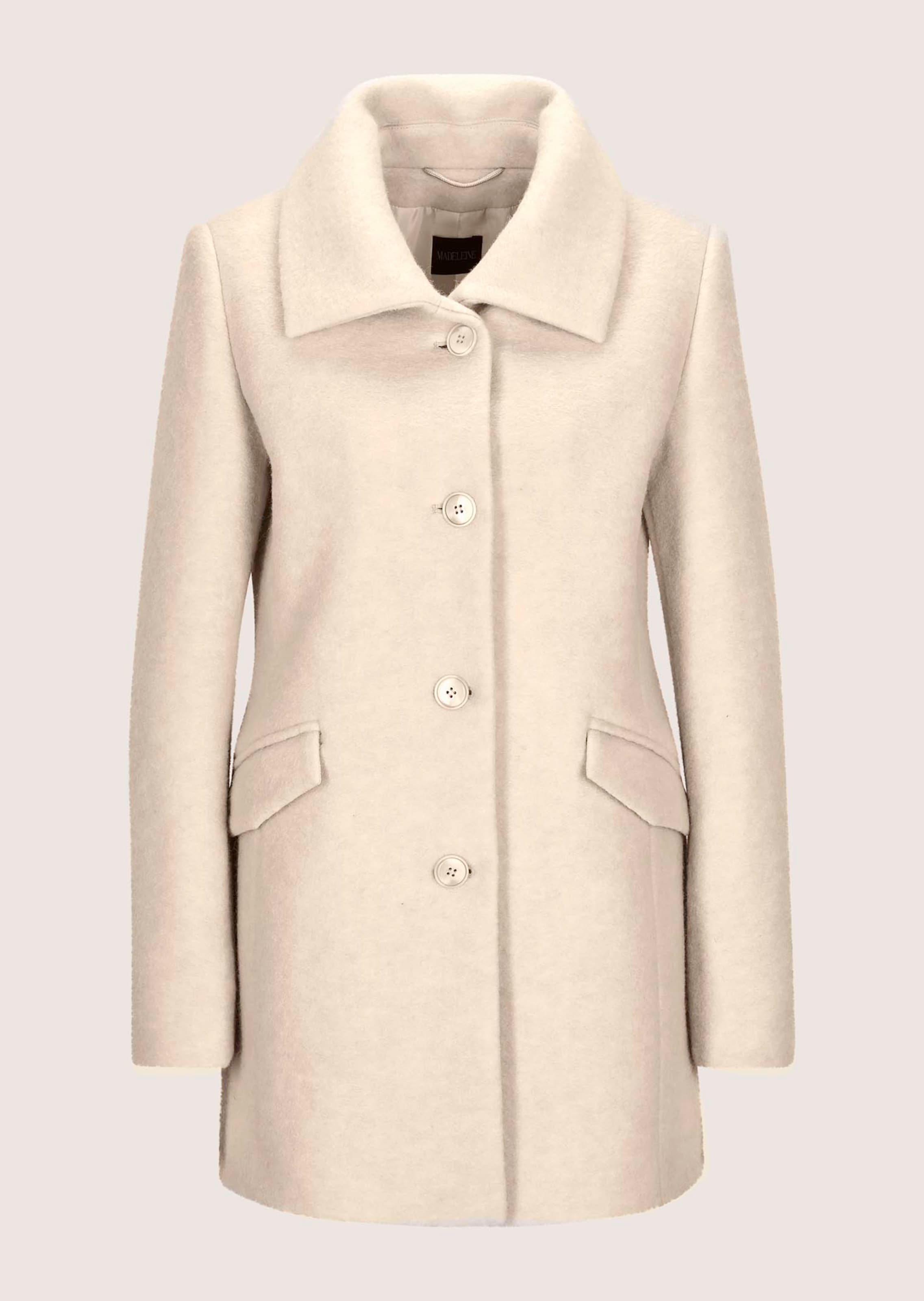 Wool-blend short coat in pearl white | MADELEINE Fashion