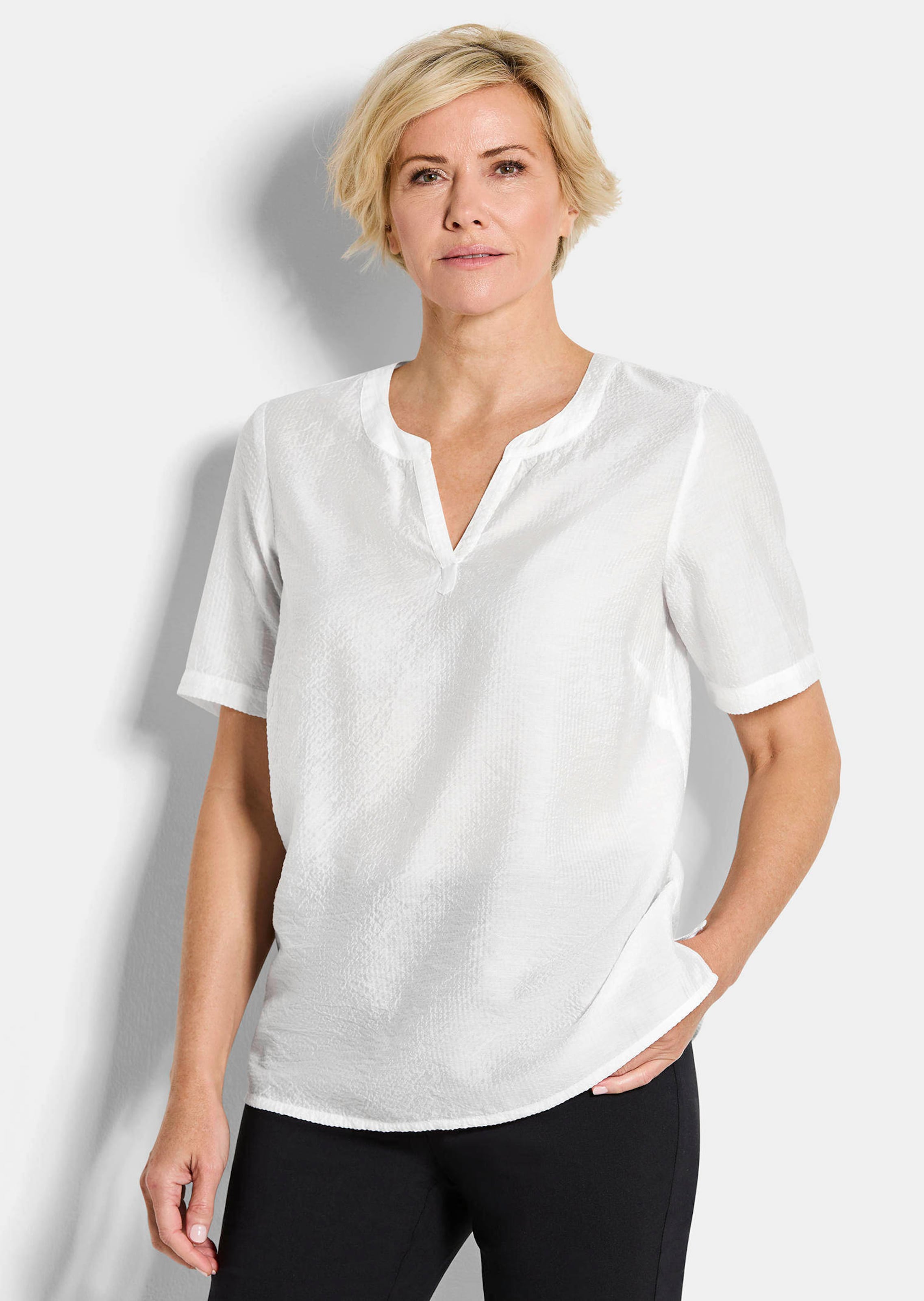 Onderhoudsarme blouse van seersucker