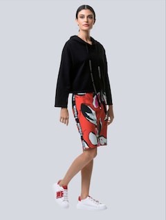 Rok met bloemenprint en zijstreep thumbnail 3