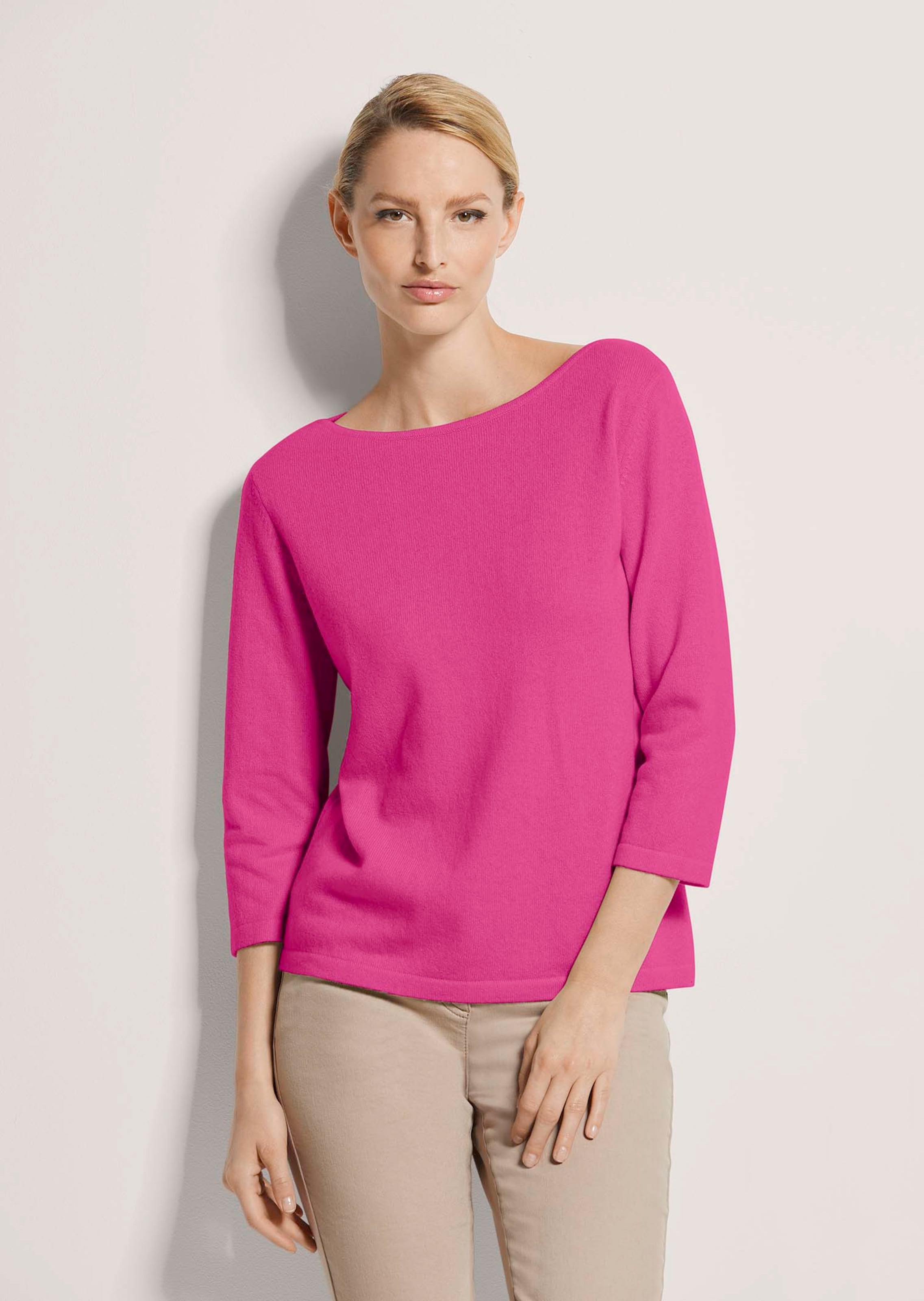 Kaschmirpullover mit U-Boot-Ausschnitt