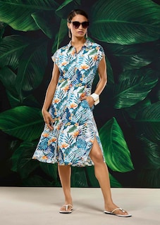 Hemdblusenkleid mit exotischem Print thumbnail 1