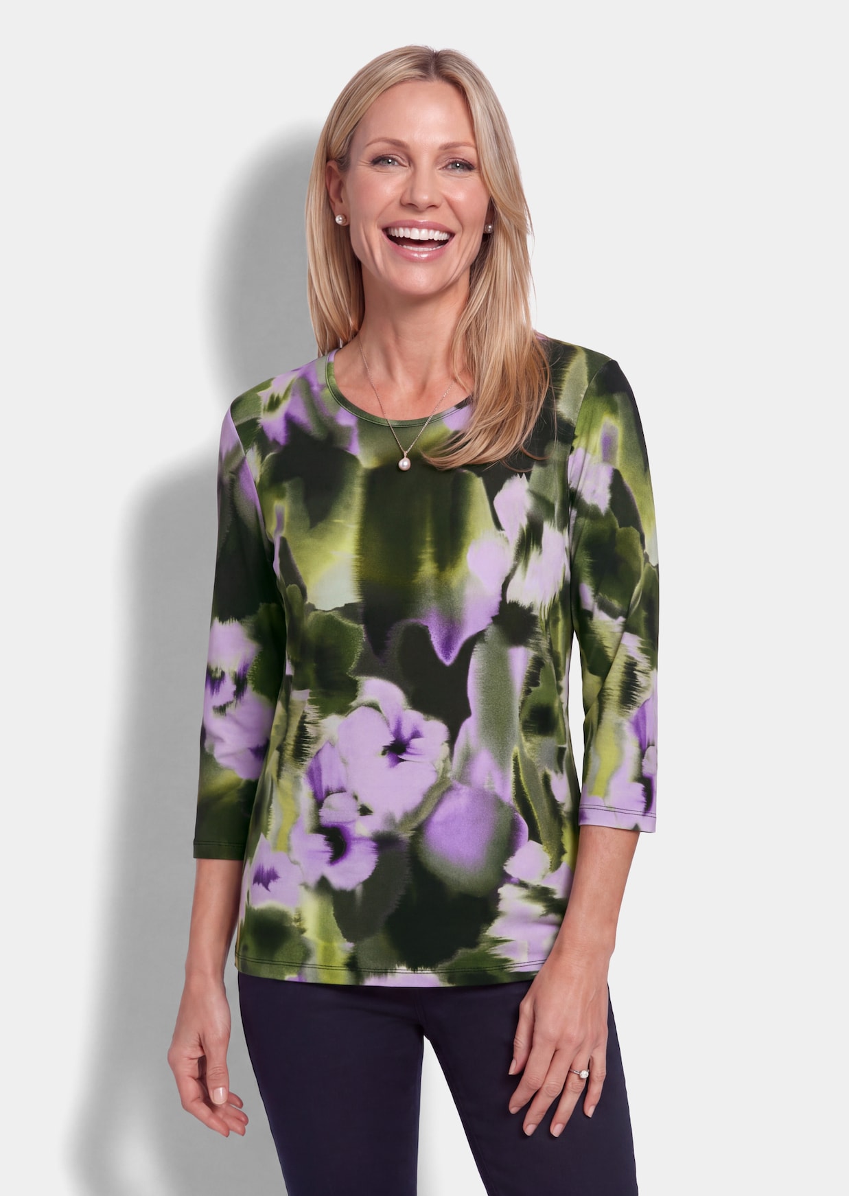 T-shirt en viscose avec motif floral artistique
