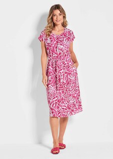 Leinenkleid mit Alloverdruck & Bindegürtel thumbnail 1