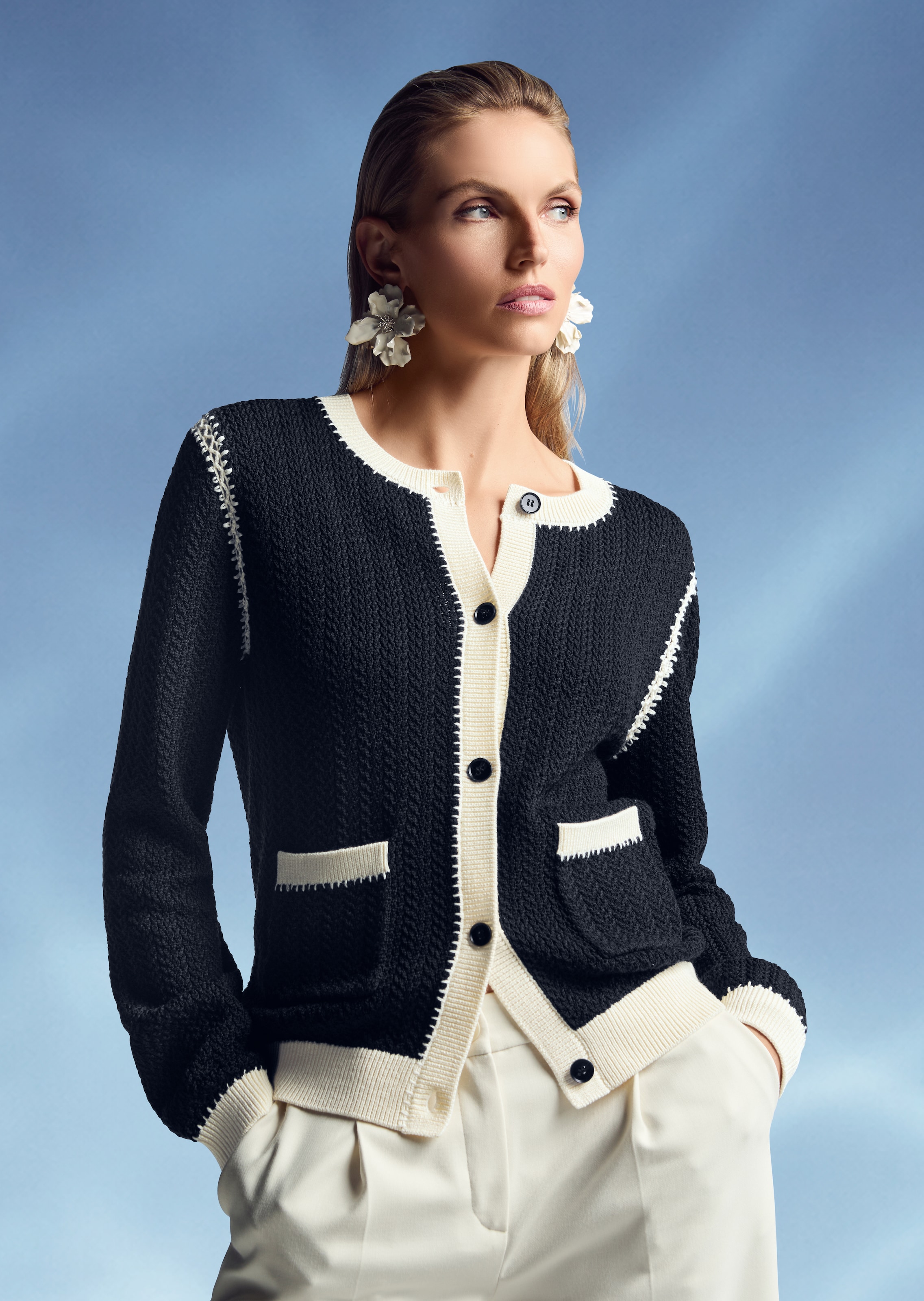 Gilet en maille torsadée avec détails raffinés