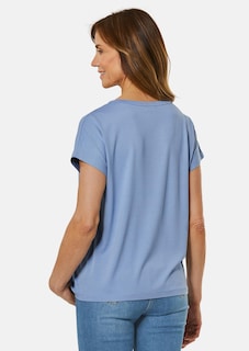 Comfortabel shirt met ronde hals van glanzend materiaal thumbnail 3