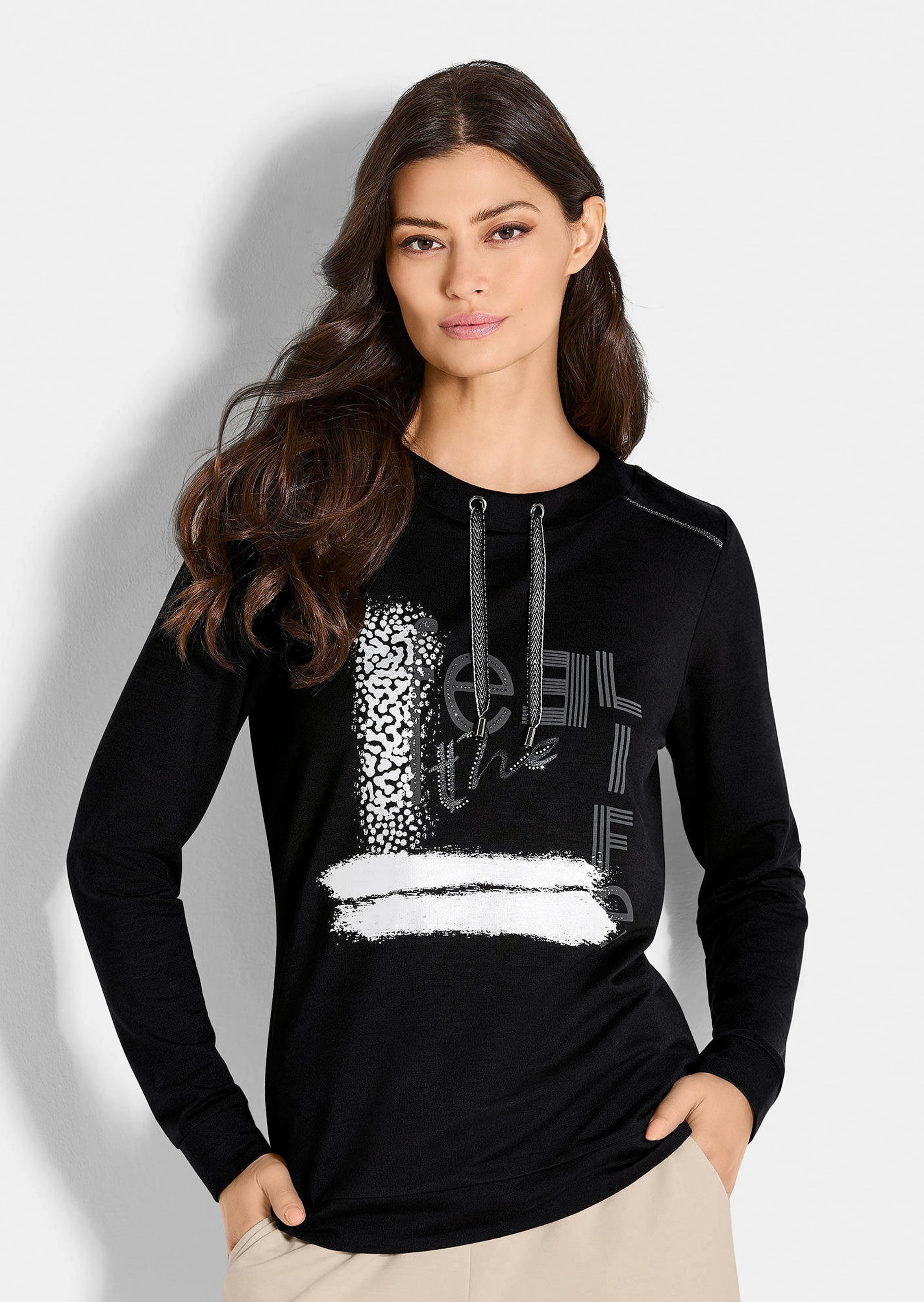 Sweatshirt mit glänzendem Frontprint