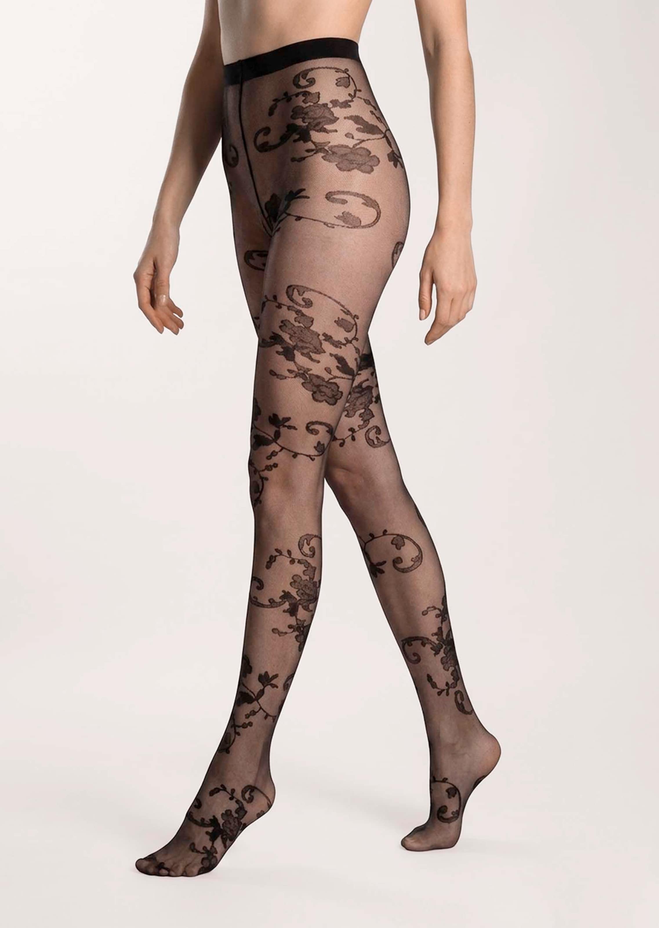 Feinstrumpfhose mit floraler Spitzen-Optik