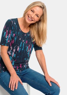 Shirt van viscose met bloemen en verticale strepen thumbnail 4