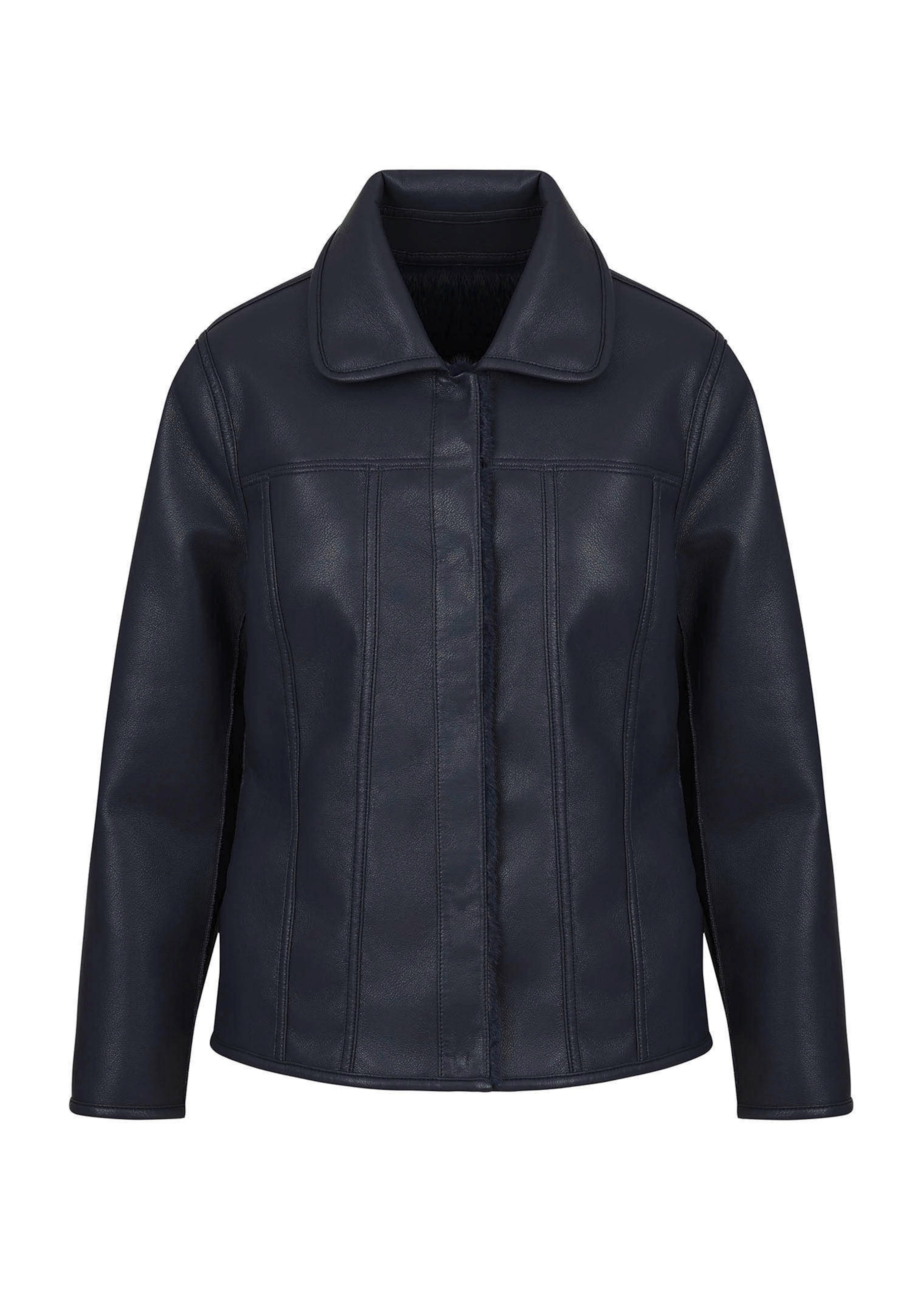 Veste réversible aspect cuir et fourrure