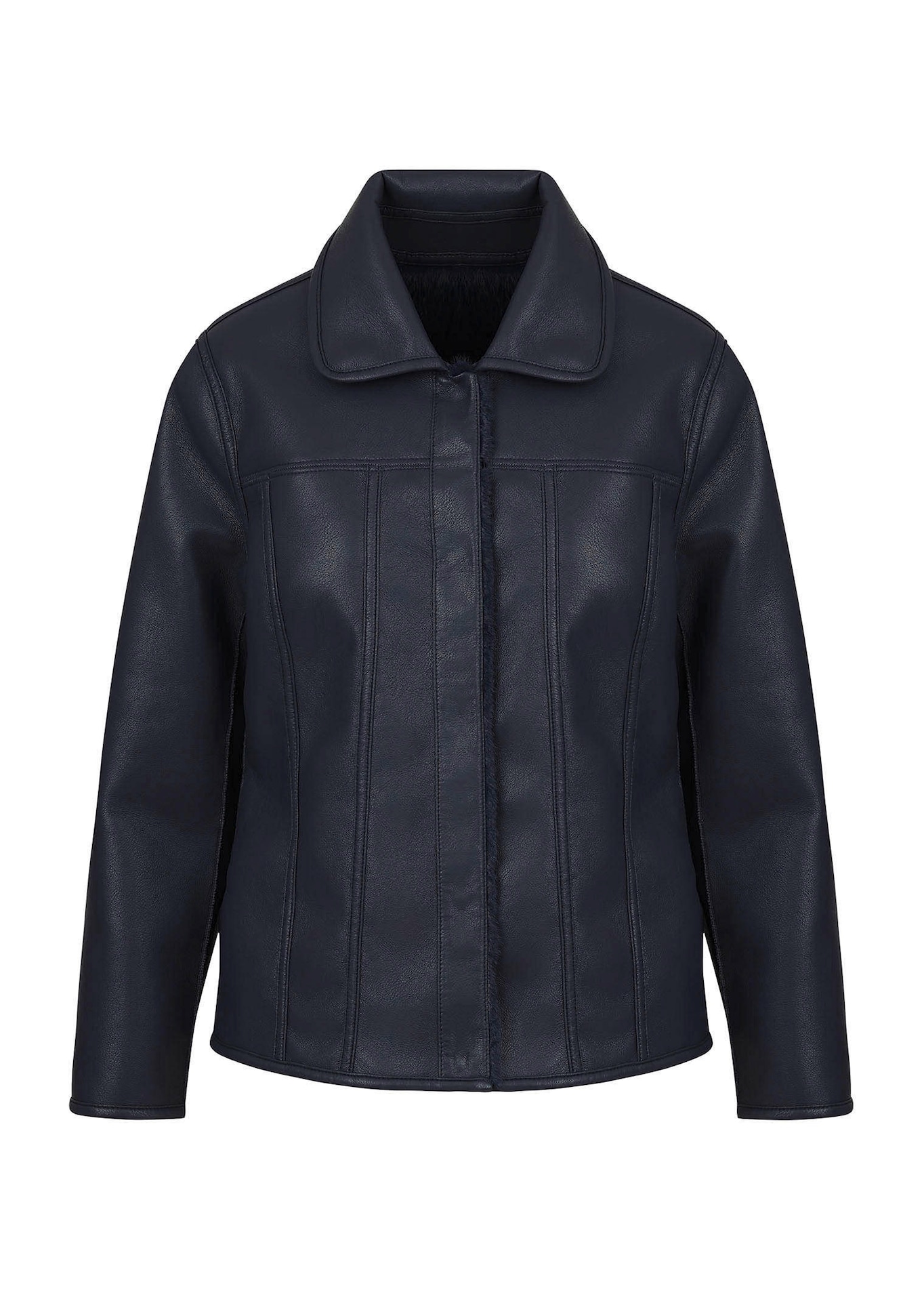 Veste réversible aspect cuir et fourrure