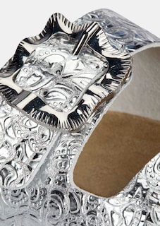Mules à deux brides en cuir à effet métallisé thumbnail 3