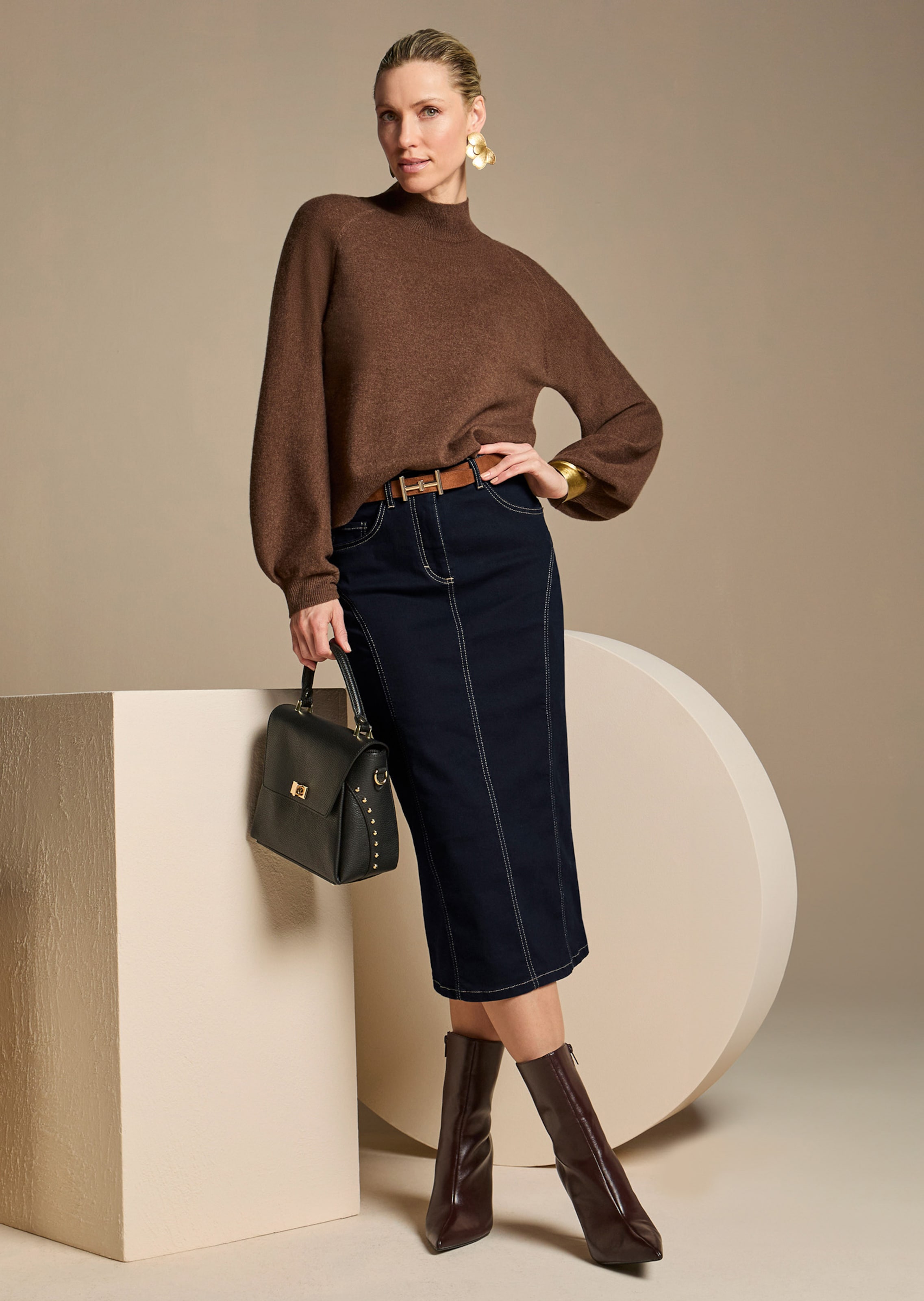 Jeansrok in een lang koker model