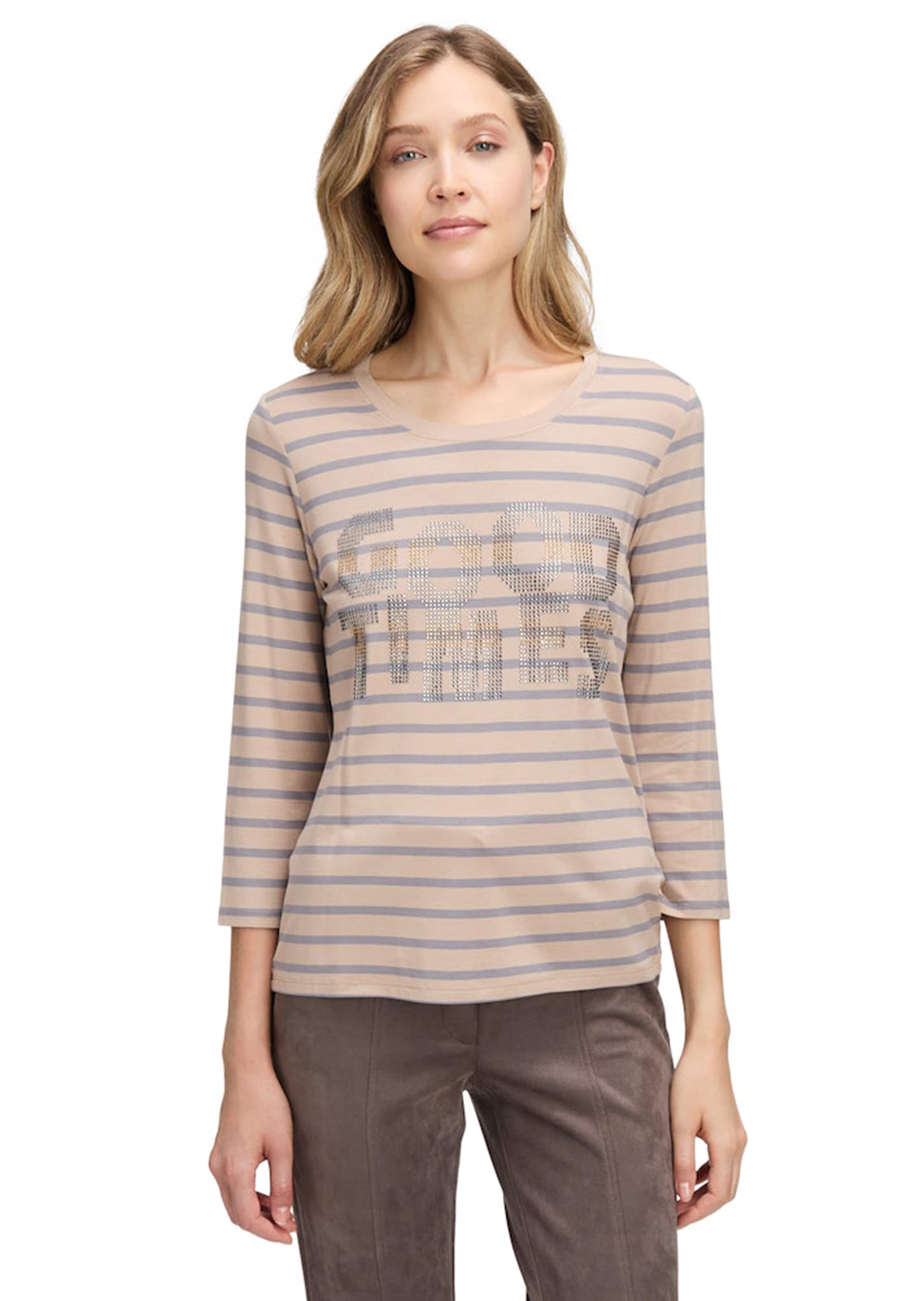Gestreept shirt met glitterprint