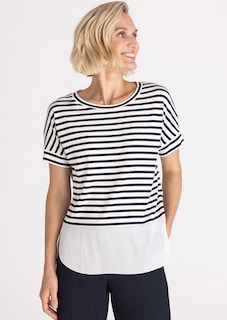 Ringelshirt mit angeschnittenem Saum thumbnail 1