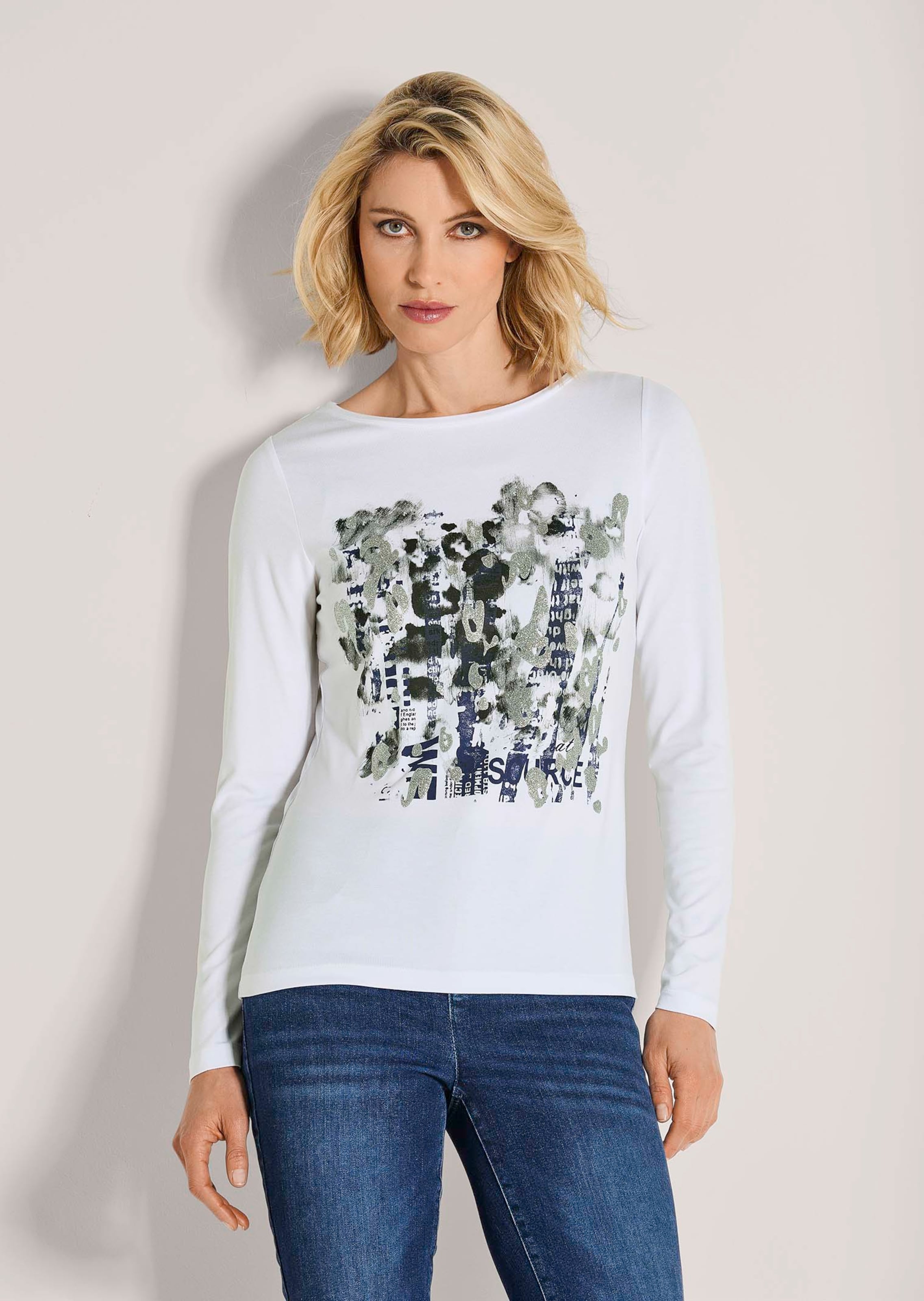 Langarm-Shirt mit glanzvollem Druck