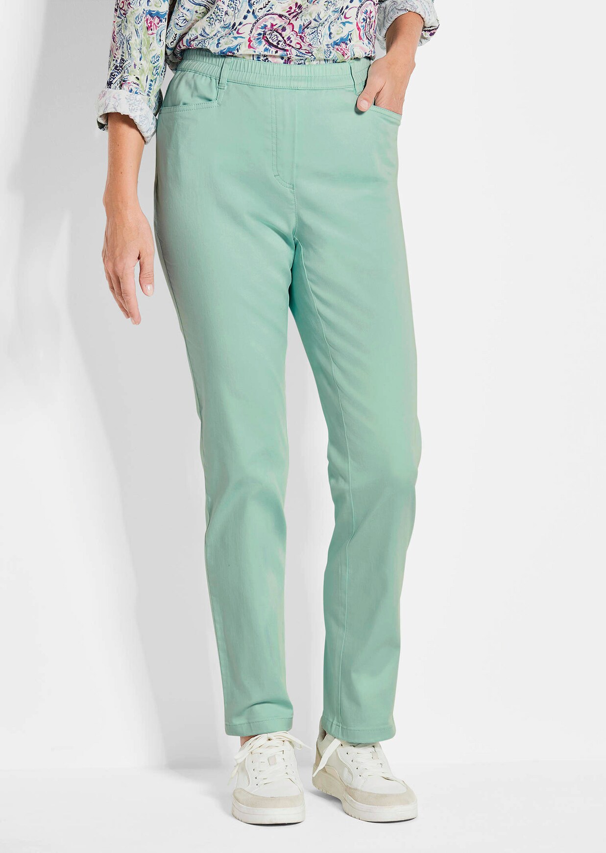 Pantalon LOUISA à taille élastique en coton satiné