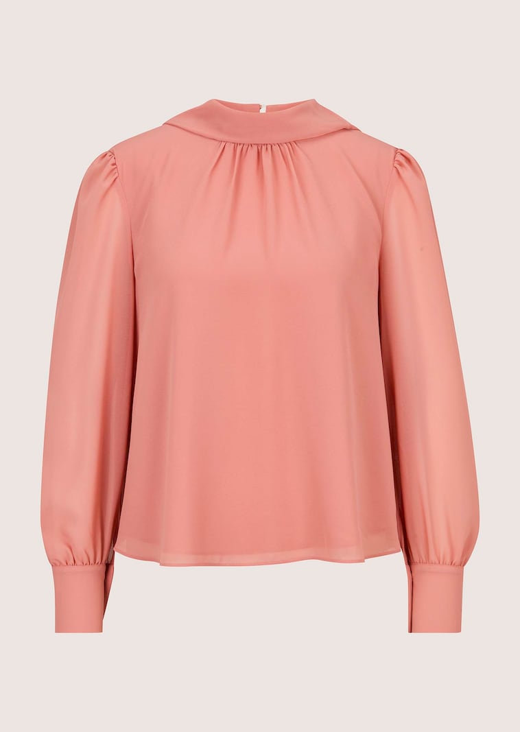 Chiffon-Bluse mit Stehkragen und Schluppe