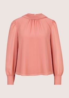 Chiffon blouse with stand-up collar and tie bow thumbnail 7