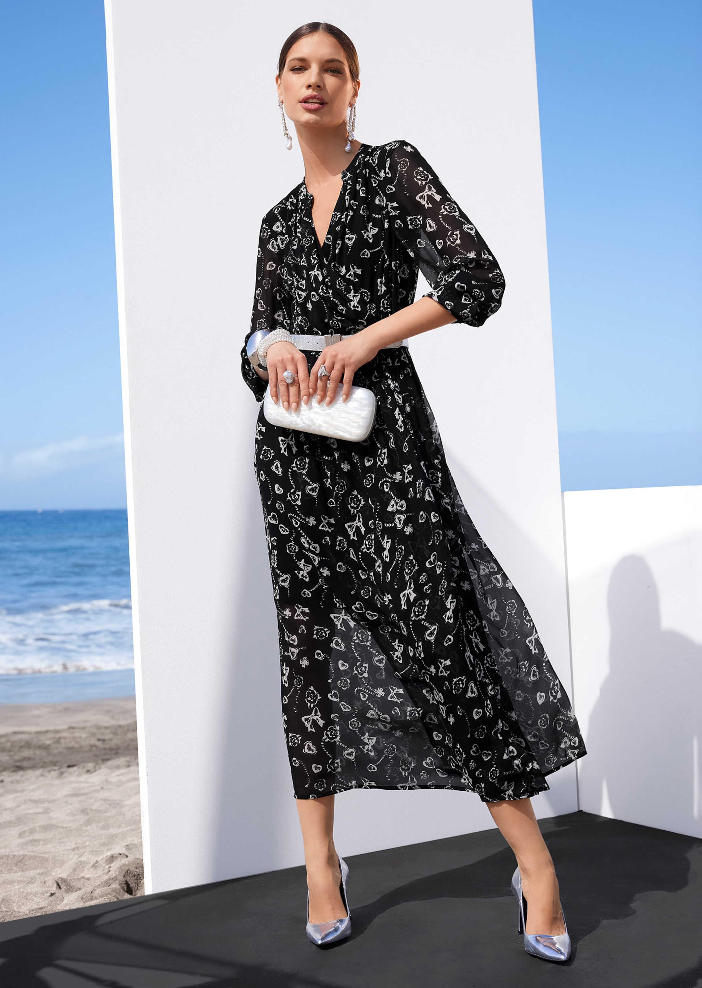 Langes Kleid in Wickeloptik