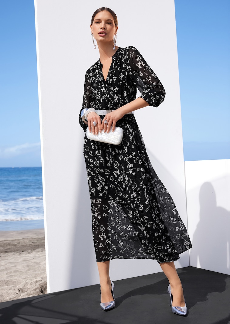 Langes Kleid in Wickeloptik