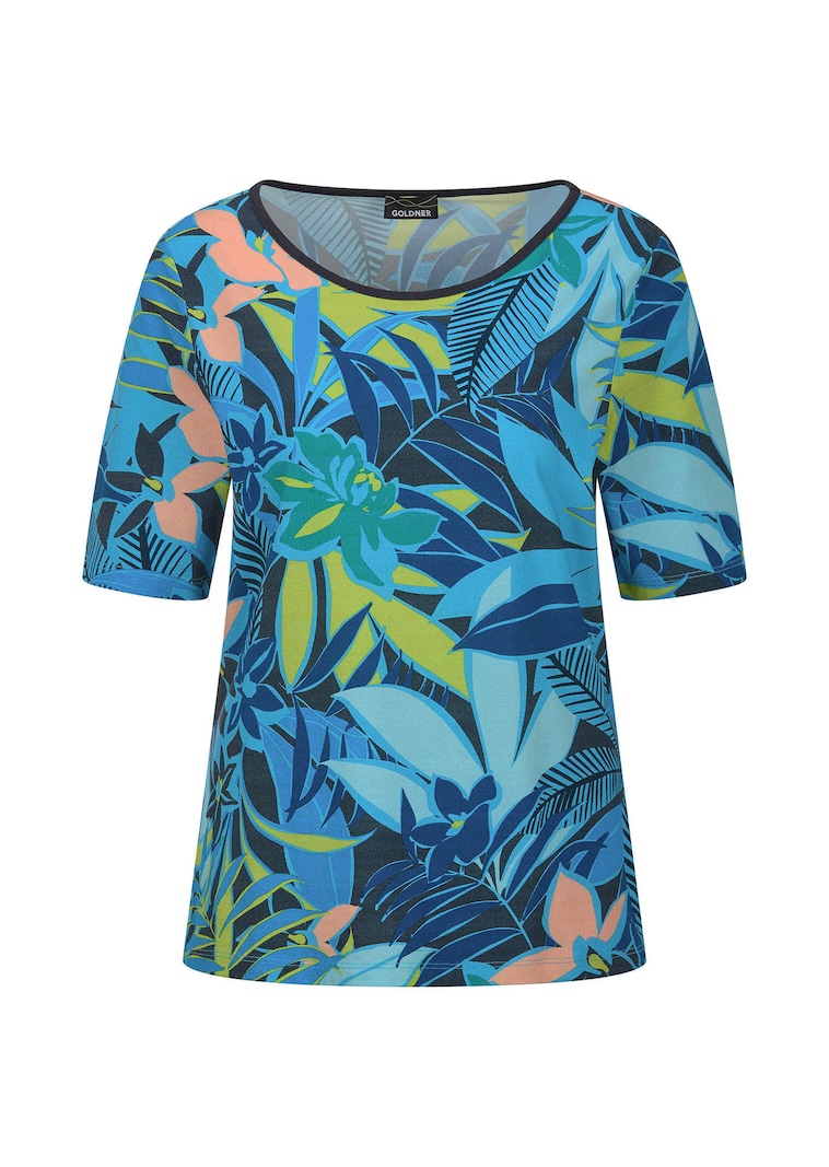 Jersey-Shirt mit U-Boot-Ausschnitt