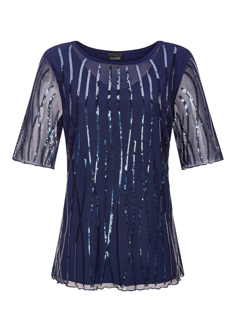 T-shirt en maille filet orné de paillettes