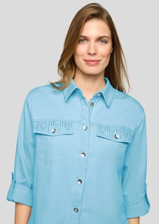 Jeansblouse met glinsterende klepzakken thumbnail 4