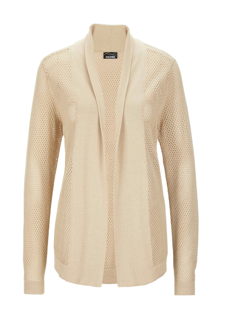 Strickjacke in feinem Ajour-Lochmuster