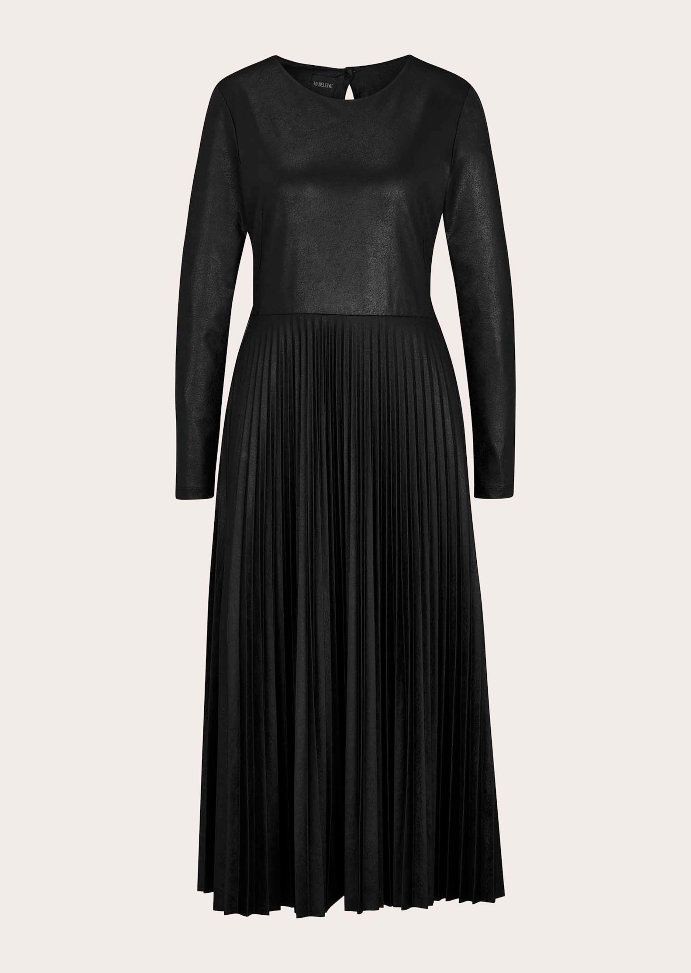 Jersey-Kleid in Leder-Optik mit Plisseerock