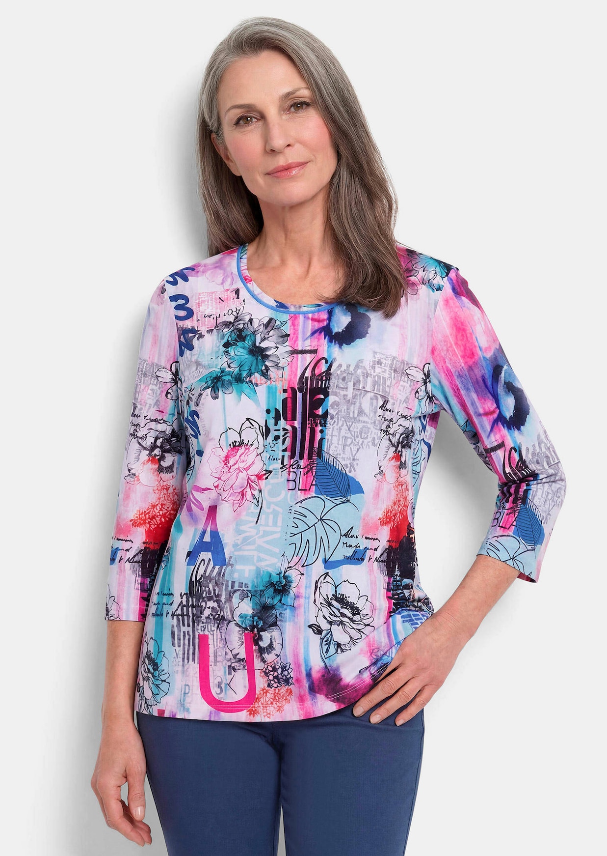 Gedessineerd shirt in krachtige kleuren